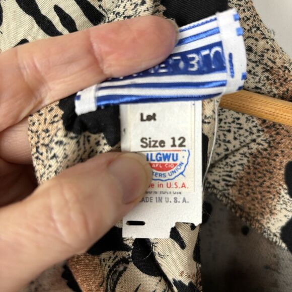 VTG Mob Wife Leopard Print Drop Waist‎ Midi Dress Size 12 Bold Union Made Unique - Picture 9 of 11